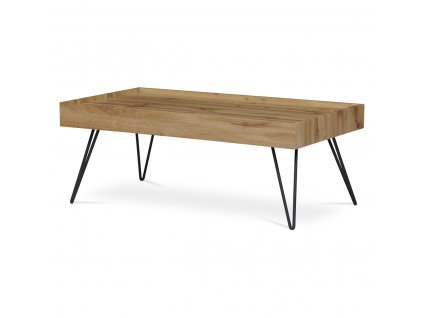 Konferenční stolek 110x60x42 cm, deska MDF, 3D dekor divoký dub, kov - černý mat