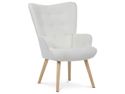 Křeslo ušák, bílá, látka bouclé, AK-309 WT2 (Barva Šedá)