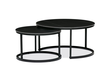 Konferenční stolek 80x80cm, slinutá keramika, mramor, AHG-404 BK (Barva Černá)