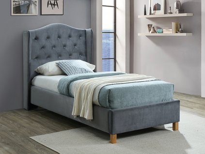aspenv90szd lozko aspen velvet 90x200 kolor szary dab tapicerka bluvel 14