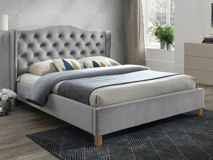 aspenv160jszd lozko aspen velvet 160x200 kolor jasny szary dab tapicerka bluvel 03