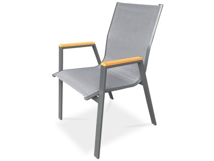 Zahradní židle, kov, síťovina, šedá, AZC-S1050 GREY (Barva Šedá)