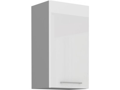 Horní kuchyňská skříňka Bolzano 45-G-72-1F-bílý lesk/šedá