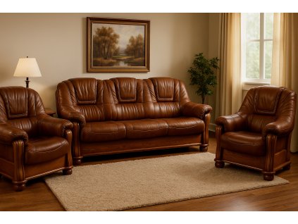 Kožená sedací souprava Royal 3f+1+1 rozkládací DTS50/D9