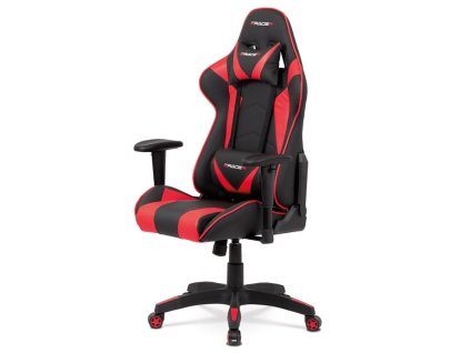 Herní křeslo, houpací mechanismus, červená ekokůže, KA-F03 RED (Barva Červená)