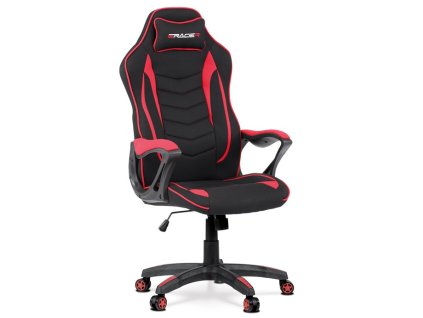 Herní křeslo, houpací mechanismus, černá látka, KA-G408 RED (Barva Černá)