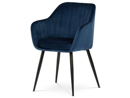Jídelní židle, modrá, sametová látka, PIKA BLUE4 (Barva Modrá)