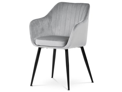 Jídelní židle, šedá, sametová látka, PIKA SIL4 (Barva Šedá)