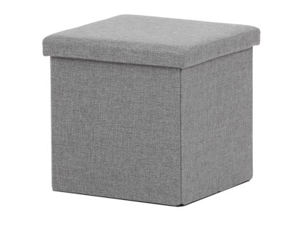 Taburet s úložným prostorem, šedá, látka, TAB-461 GREY2 (Barva Šedá)