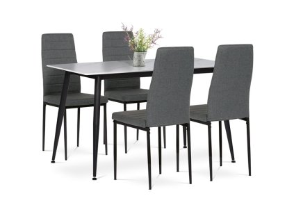 Jídelní set s 4 židlemi, 130x70x76cm, keramika, mramor, ASE-1004 GREY2 (Barva Šedá)