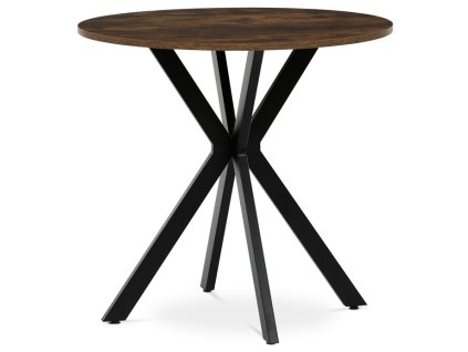 Kulatý jídelní stůl 80x80cm, mdf, old wood, HT-F4108 OLW (Barva Hnědá)