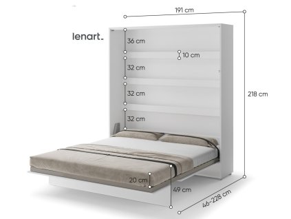 Výklopná postel 180 REBECCA bílá lesk/bílá mat
