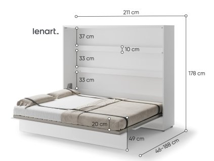 Výklopná postel 160 REBECCA bílá lesk/bílá mat