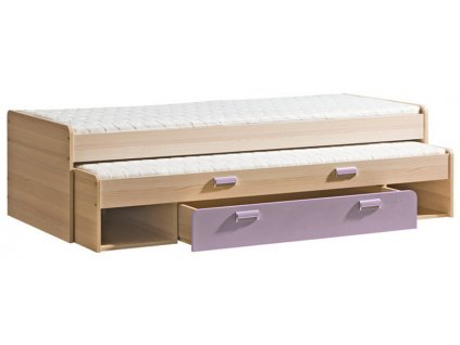 LIMO L16 výsuvná postel s úl. prostorem jasan/fialová