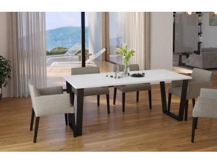 Jídelní stůl KAISARA 185x67 cm černá/bílá