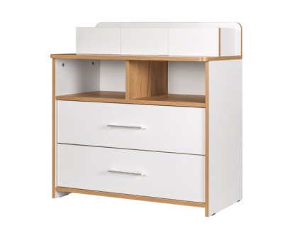 Komoda se zásuvkami WOODY bílá/dub kraft zlatý