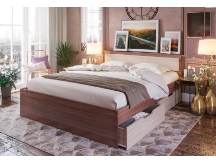 Postel 160x200 se zásuvkami HARMONIE KP604 jasan šimo
