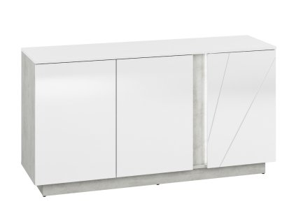 Komoda 3D RUBENS beton šedý/bílá lesk