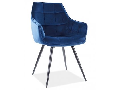 Jídelní čalouněná židle TES VELVET granátově modrá/černá