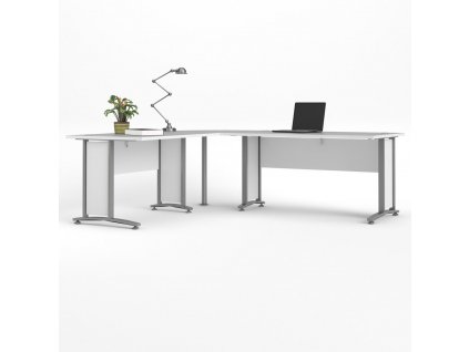 Rohový psací stůl Office 80400/72 bílá/silver grey