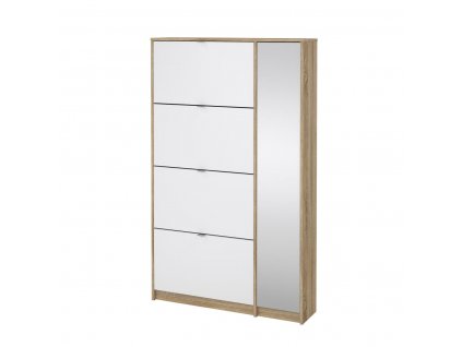 Výklopný botník Flap 009 4KL1D dub sonoma/bílý lesk/zrcadlo