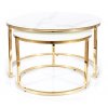 Konferenční stolky 2 ks MUSE zlatý kov/ bílý mramor