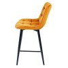 Barová čalouněná židle SIK VELVET žlutá curry/černá