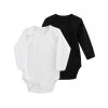 Sada dvou body s dlouhým rukávem bílé/černé (Velikost 98)