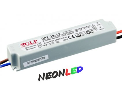 GLP GPV-18-12 Voděodolný napájecí zdroj IP67, 18W, 12VDC, 1,5A