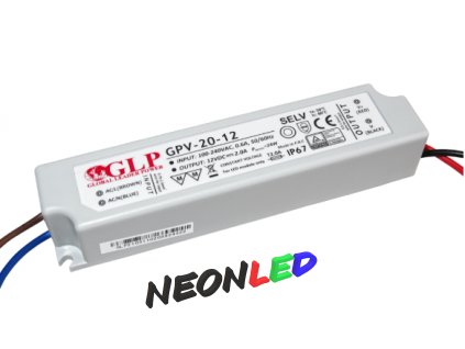 GLP GPV-20-12 Voděodolný napájecí zdroj IP67, 24W, 12VDC, 2A
