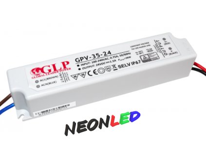 GLP GPV-35-24 Voděodolný napájecí zdroj IP67, 36W, 24VDC, 1,5A