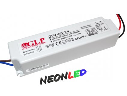 GLP GPV-60-24 Voděodolný napájecí zdroj IP67, 60W, 24VDC, 2,5A