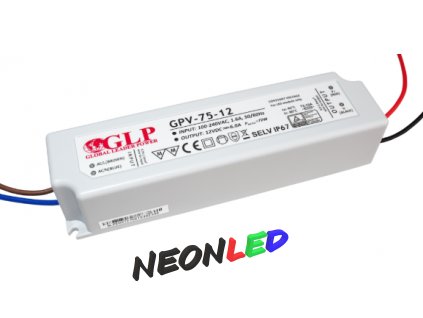 GLP GPV-75-12 Voděodolný napájecí zdroj IP67, 72W, 12VDC, 6A