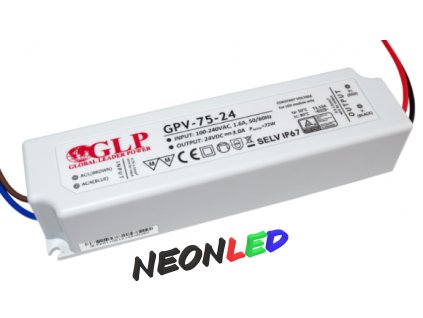 GLP GPV-75-24 Voděodolný napájecí zdroj IP67, 72W, 24VDC, 3A