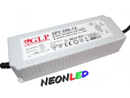 GLP GPV-200-12 Voděodolný napájecí zdroj IP67, 192W, 12VDC, 16A
