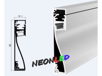 SJ-ALP8016 Soklový hliníkový LED profil, Bílý, Matný, 1m
