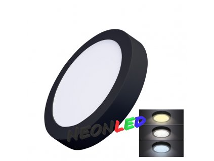 Solight LED mini panel CCT, přisazený, 18W, 1530lm, 3000K, 4000K, 6000K, kulatý, černý, WD172