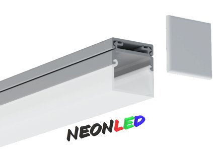 SJ-ALP2019B Hliníkový profil pro LED, Stříbrný, Mléčný, 1m