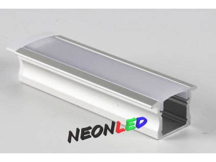 SJ-ALP2515 Zápustný hliníkový profil pro LED, Stříbrný, Mléčný, 2m