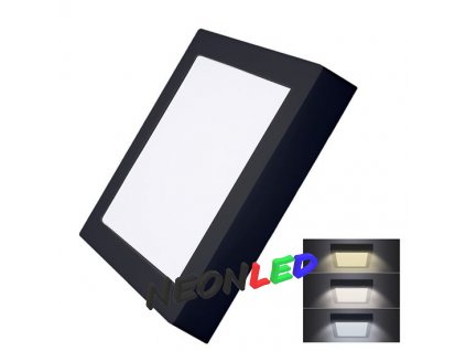 Solight WD173-B LED mini panel CCT, přisazený, 18W, 1530lm, 3000K, 4000K, 6000K, čtvercový, černý