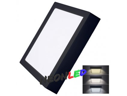 Solight WD175-B LED mini panel CCT, přisazený, 24W, 1800lm, 3000K, 4000K, 6000K, čtvercový, černý
