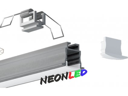 SJ-ALP2520 Zápustný stropní hliníkový profil pro LED, Černý, Průhledný, 2m