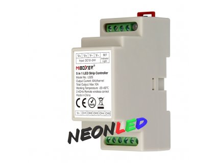 MiBoxer LS2S kontroler 5 v 1 pro LED pásy na DIN lištu, 12 - 24VDC, 10A, RF 2,4 GHz