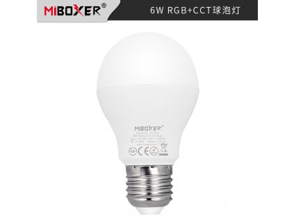 MiBoxer FUT014 Smart LED žárovka E27, 6W, RGB+CCT, RF 2,4GHz
