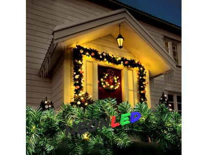 Solight 1V298 LED vánoční girlanda s jehličím, 5m, 80x LED, časovač, 3xAA, IP44