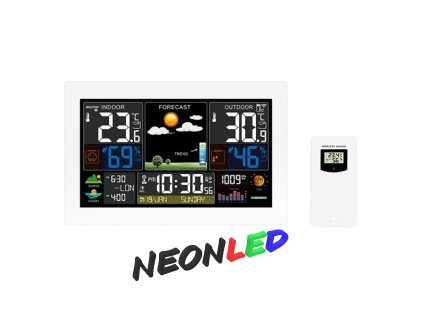 Solight TE81W-XL – Meteostanice s extra velkým barevným LCD a USB nabíjením – Bílá