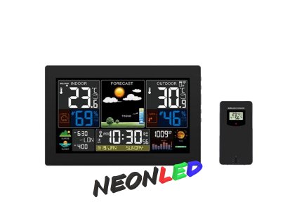Solight TE81XL – Meteostanice s extra velkým barevným LCD a USB nabíjením – Černá