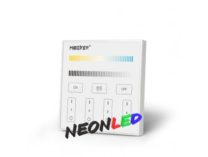 MiBoxet X2 - Panelový DMX512 ovladač pro dvoubarevné CCT LED, 230VAC, RF 2,4GHz, 4 zóny