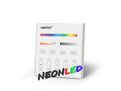 MiBoxet X5 - Panelový DMX512 ovladač pro RGB+CCT LED, 230VAC, RF 2,4GHz, 4 zóny