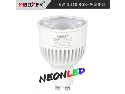MiBoxer FUT106 Smart LED bodová žárovka GU10, 6W, RGB+CCT, RF 2,4GHz